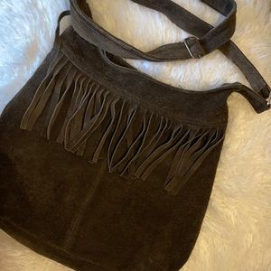 Chocolate Leather Fringe Purse